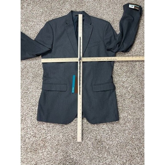 Perry Ellis Mens Single Breasted Blazer Gray Flap Pockets Classic Fit 40R New - Picture 3 of 10